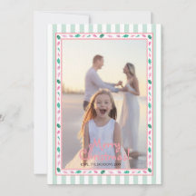 Rosa och gröna julholskvistar kant familjefoto