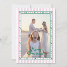 Rosa och gröna julholskvistar kant familjefoto