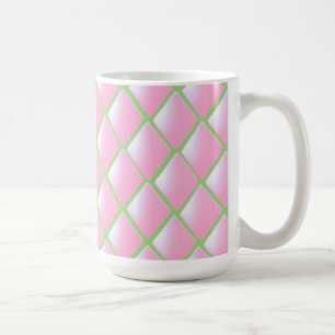 Rosa och gröna kviltade diamanter kaffemugg
