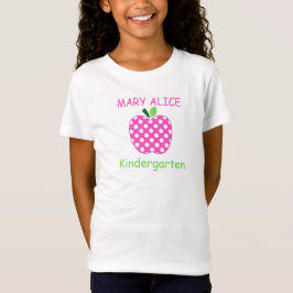 Rosa och gröna prickiga lärareäpple för barn t shirt