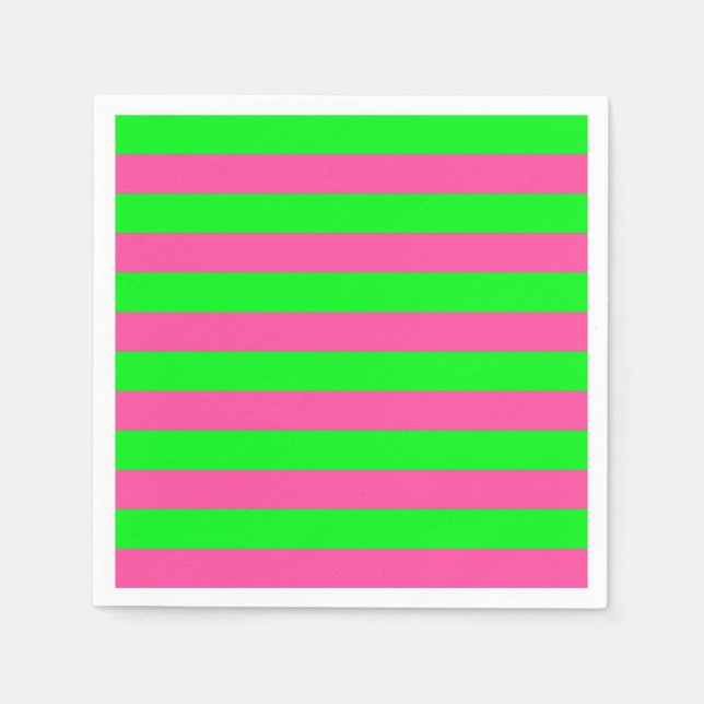 Rosa och gröna randiga design pappersservett (Framsidan)
