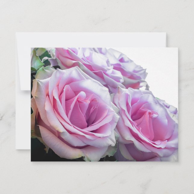 Rosa och gröna rosor inbjudningar (Framsida)