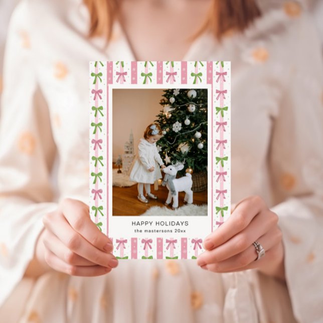 Rosa och gröna slingor Tapet Foto Julkort (Skapare uppladdad)