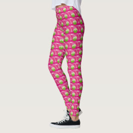 Rosa och gröna söta cupcakes leggings