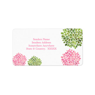 Rosa och Grönt Adressetiketter för blomsterbenvävn