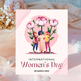 Rosa och Grönt Aesthetic Internationell Women's Da Poster