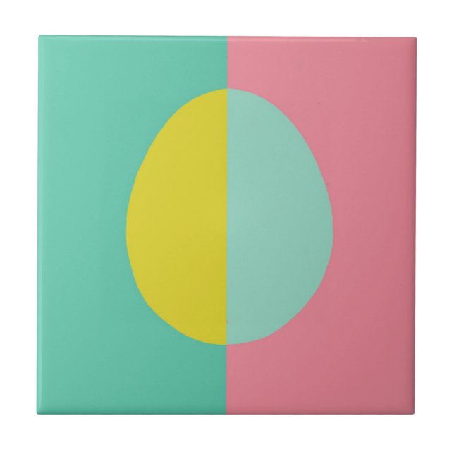 Rosa och Grönt ägg Kakelplatta (Framsidan)