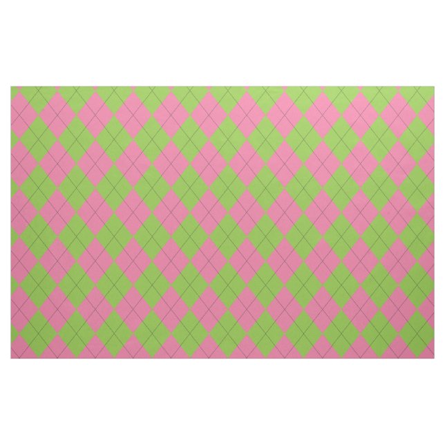 Rosa och Grönt Argyle Black Tyg (Fat Quarter)