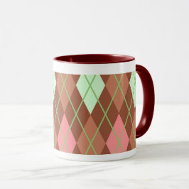 Rosa och Grönt Argyle och Tartan Play Mugg