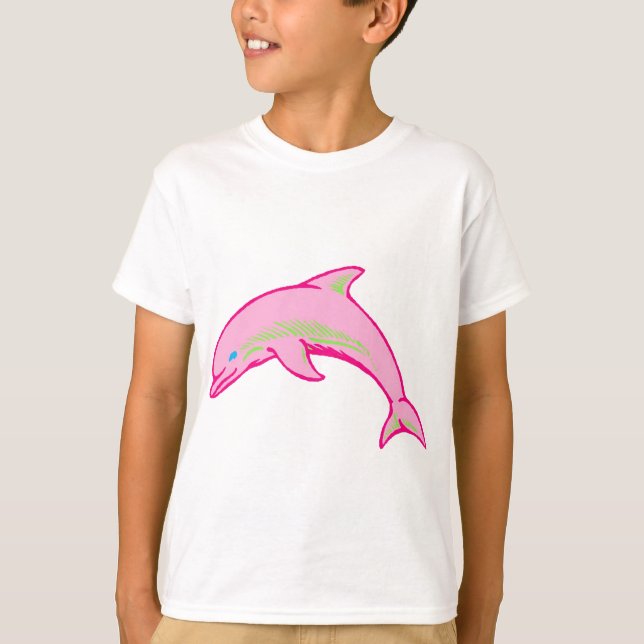 Rosa och Grönt av delfiner Tee Shirt (Framsida)