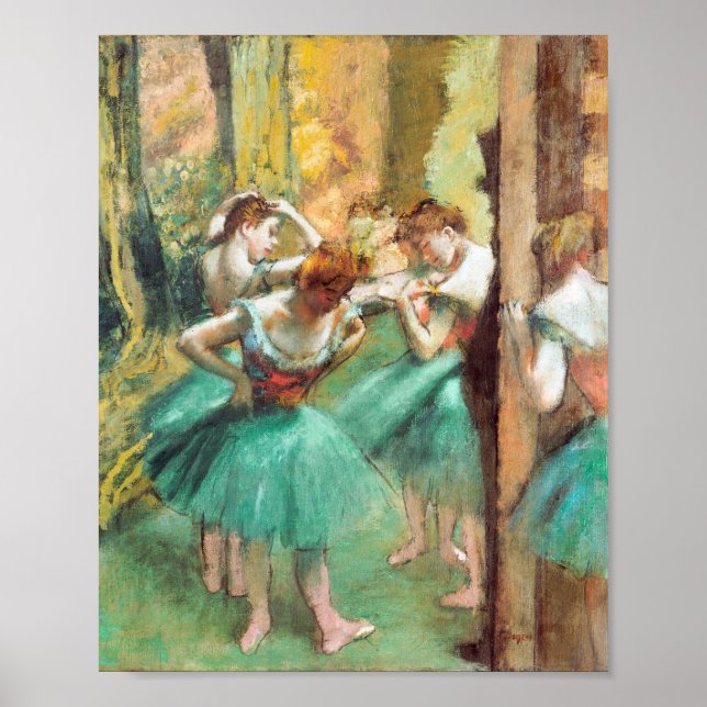 Rosa och Grönt av Edgar Degas Poster (Framsidan)
