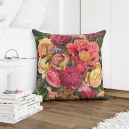 Rosa och grönt av sommarträdgårdsröd gult kudde