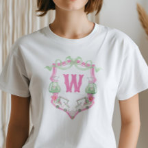 Rosa och Grönt av vattenfärgen Golf Cart Monogram-