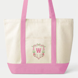 Rosa och Grönt av vattenfärgen Golf Cart Monogram- Tygkasse