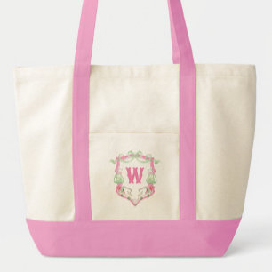 Rosa och Grönt av vattenfärgen Golf Cart Monogram- Tygkasse