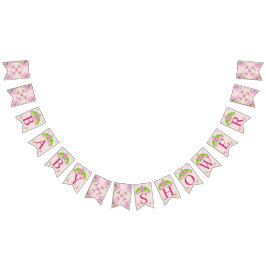 Rosa och Grönt Banderoll för nostalgisk Blommigt Vimplar