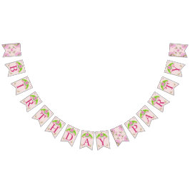 Rosa och Grönt Banderoll för nostalgisk Blommigt Vimplar