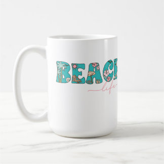 ROSA OCH GRÖNT BEACH LIFE SAYING KAFFEMUGG