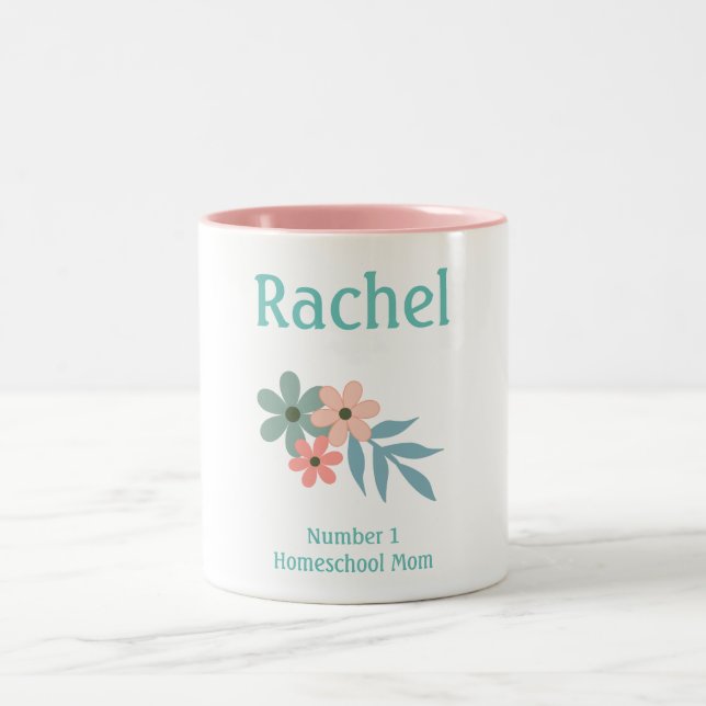 Rosa och Grönt Blomkool Mamma Två-Tonad Mugg (Center)