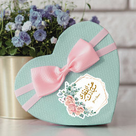 Rosa och grönt Blommigt Eid Mubarak Klistermärken