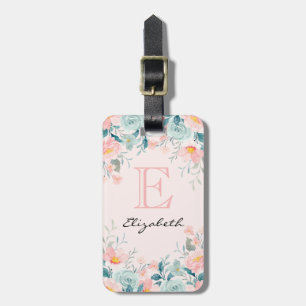 Rosa och Grönt Blommigt Gräns Bagagebricka