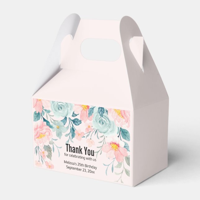 Rosa och Grönt Blommigt Gräns Presentaskar (Framsidan Sidan)