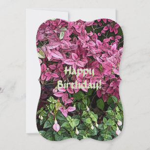 ROSA OCH GRÖNT BLOMMIGT/GRATTIS PÅ FÖDELSEDAGEN (F