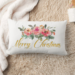 Rosa och Grönt Blommigt Lägg till Namn God jul Lumbarkudde