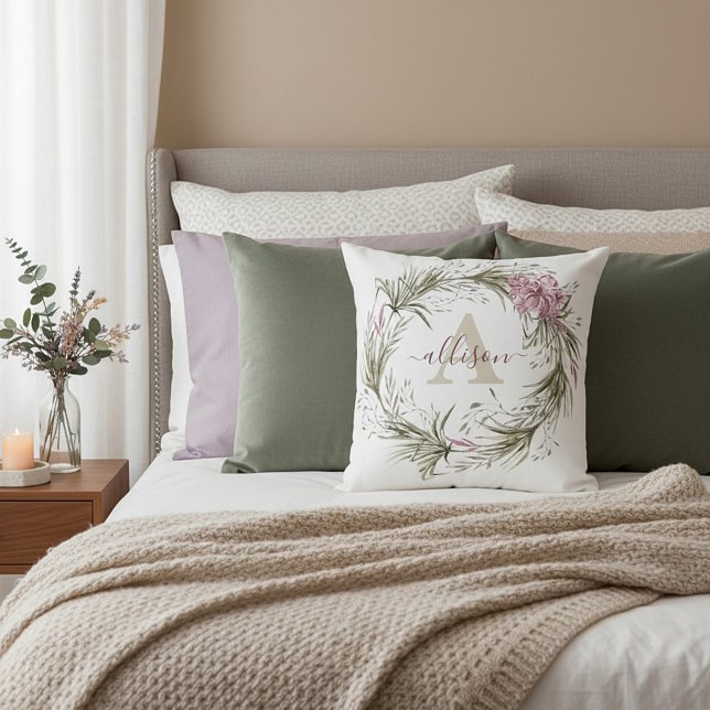 Rosa och grönt blommigt personlig av andning kudde (Skapare uppladdad)