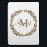 Rosa och Grönt Blommigt Utandning Namn Monogram iPad Pro Skydd<br><div class="desc">Anpassa den här iPad-proppen med ditt efternamn eller förnamn namn och ditt första. Både namn och de ursprungliga går att redigera.</div>