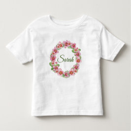 Rosa och Grönt Blommigt Utandningsluft personlig T Shirt