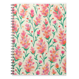 Rosa och Grönt Blommigt Vattenfärg Journal Anteckningsbok