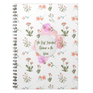 Rosa och Grönt Blommigt Vattenfärgad bärbar dator Anteckningsbok