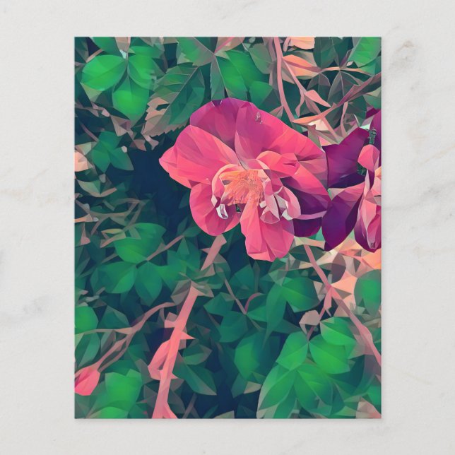 Rosa och grönt blommor som utvecklar pappert hantv (Framsida)