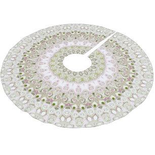Rosa och grönt blomster-mandalamönsterdesign julgransmatta borstad polyester