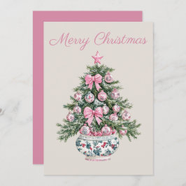 Rosa och Grönt Chinoiserie Julgran Julkort