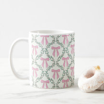 Rosa och Grönt Coquette Bow Vines Glossy Mugg