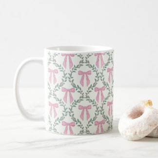 Rosa och Grönt Coquette Bow Vines Glossy Mugg