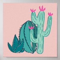 Rosa och Grönt Cute Cactus