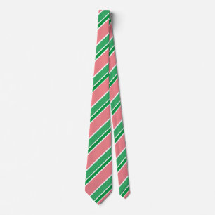 Rosa och Grönt Diagonal Candy Rand Stripe Slips