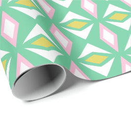 Rosa och Grönt Diamond Sommar Wrapping Papper Presentpapper