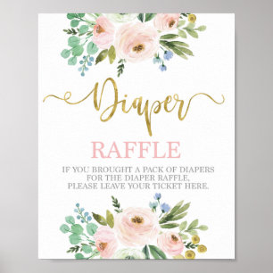  rosa och grönt Diaper Raffle-tecken Poster