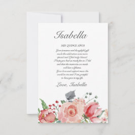 Rosa och Grönt Elegant Quinceañera Tack Kort