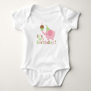 Rosa och Grönt Elephant Birthday Tee Shirt