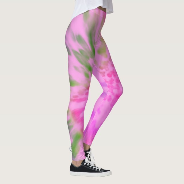 Rosa och Grönt Färgämne Leggings (Höger)
