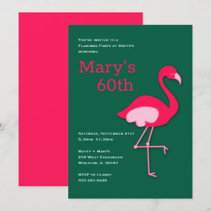 Rosa- och Grönt Flamingo-inbjudningar Inbjudningar