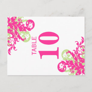 Rosa och Grönt Flourish Bordsnummer Cards