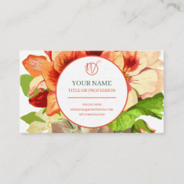 Rosa och Grönt Flowers Monogram Affärskort Visitkort