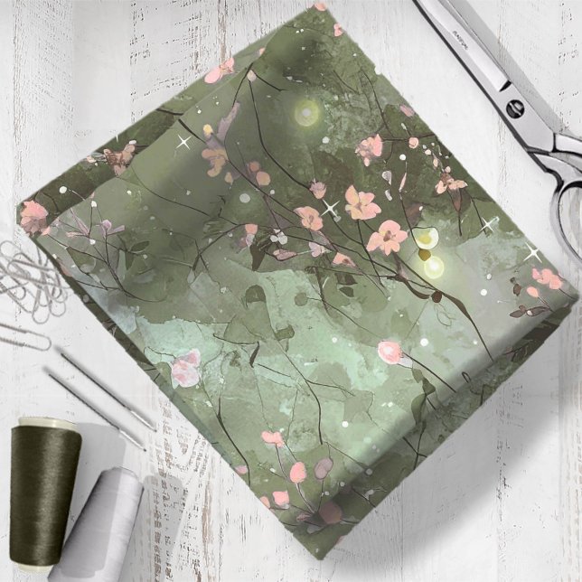 Rosa och Grönt för begagnad Garden-Blommigt-ID1163 Tyg (Skapare uppladdad)