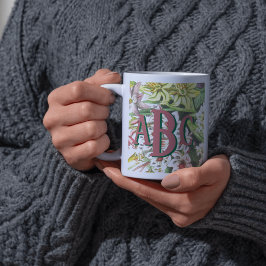 Rosa och Grönt för botaniska Vintagar Två-Tonad Mugg